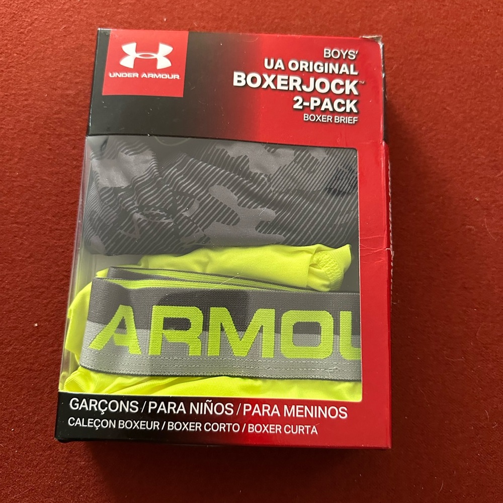 Under Armour Boys' BoxerJock 2-Pack in Gray and Neon Yellow